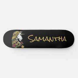 Personalized Gold Unicorn Skateboard