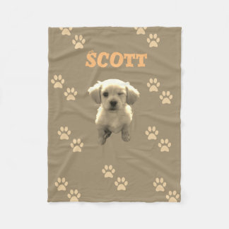 personalized golden dog blanket with custom name fleecedecke