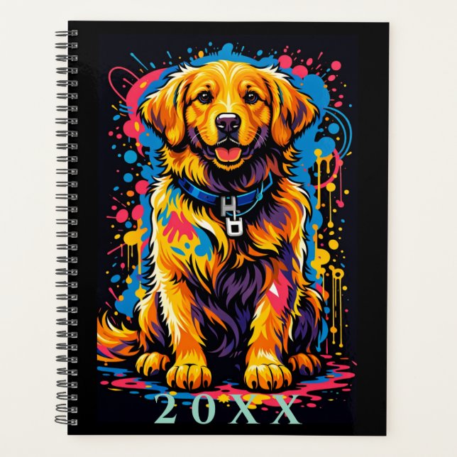 Personalized Golden Retriever Color Splash Planner (Devant)