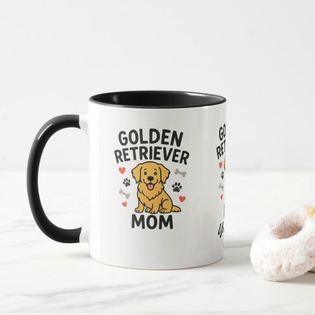 Personalized Golden Retriever Mom Mug - Custom Dog Tasse (Mit Donut)