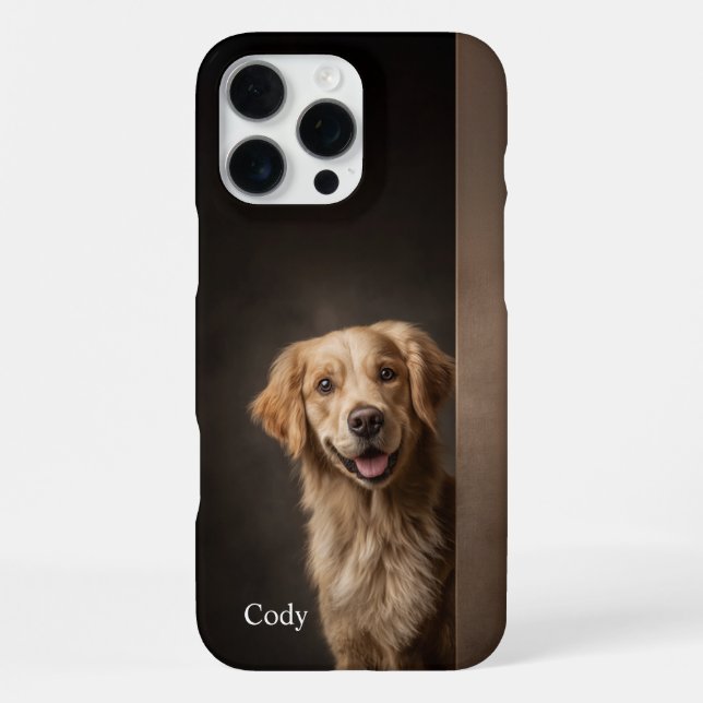 Personalized Golden Retriever Portrait iPhone 16 Pro Max Hülle (Rückseite)