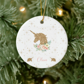 personalized golden unicorn ornament - keepsake
