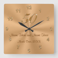 Personalized Golden Wedding Anniversary Gift Clock