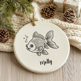 Personalized Goldfish Christmas Keramik Ornament