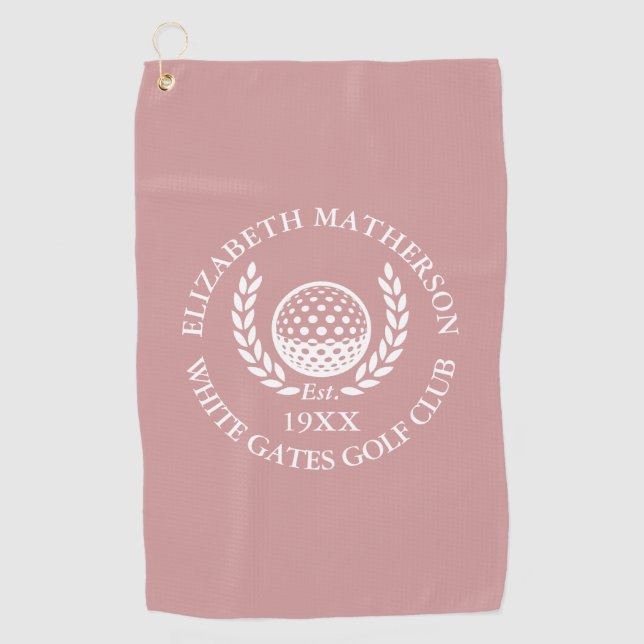 Personalized Golf Club Name Dusty Rose Pink Golfhandtuch (Vorderseite)