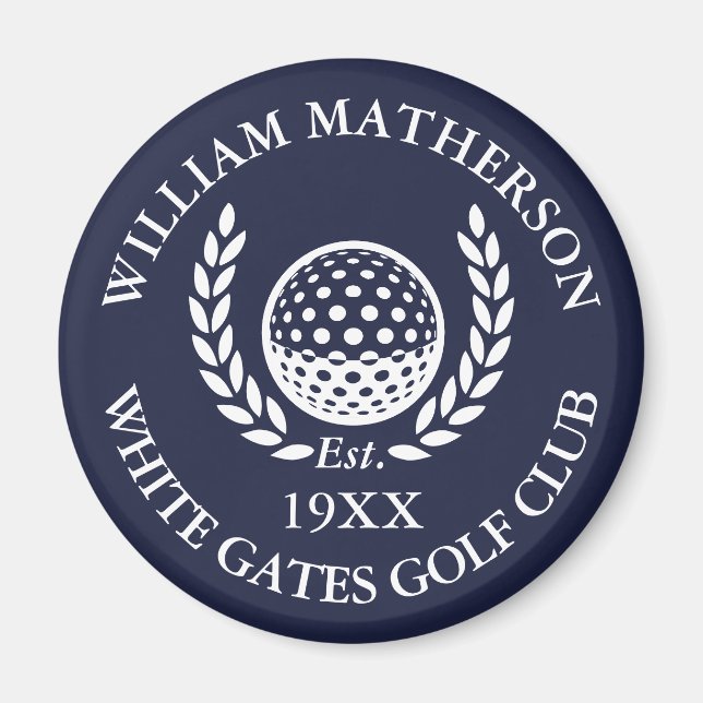 Personalized Golf Club Name Navy Blue Magnet (Vorne)
