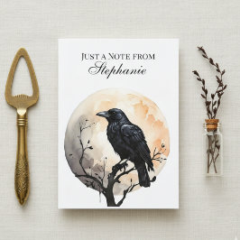 Personalized Gothic Crow Moon Note Card Dankeskarte