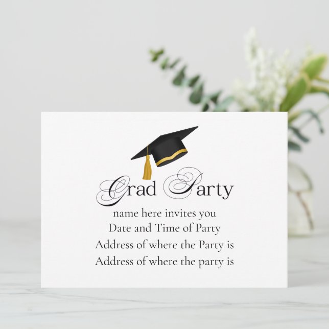 Personalized Grad Party, Name and Year Einladung (Stehend Vorderseite)