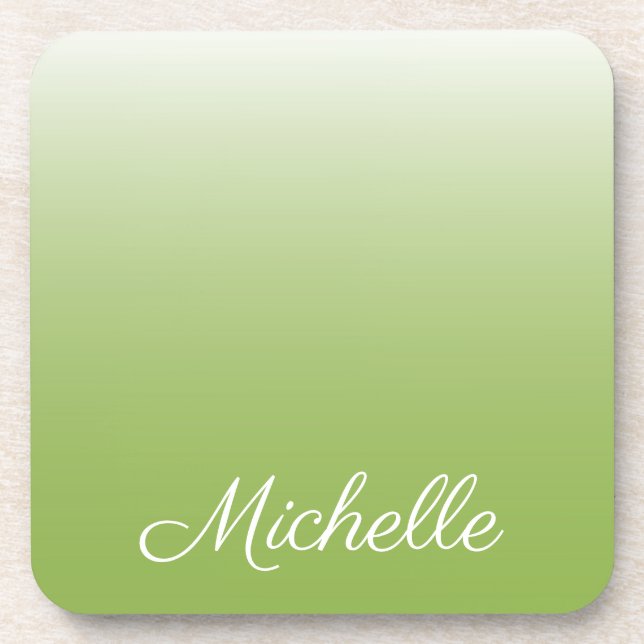 Personalized gradient ombre greenery green untersetzer (Vorderseite)