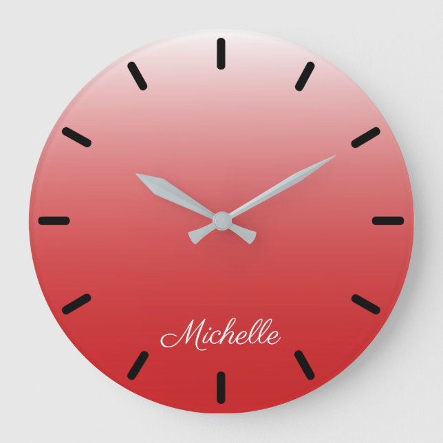 Personalized gradient ombre red große wanduhr (Vorderseite)