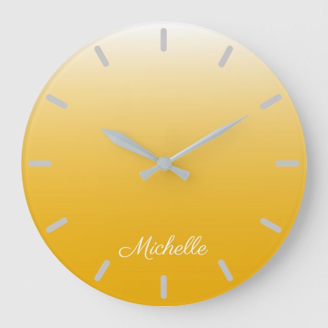 Personalized gradient ombre yellow große wanduhr (Vorderseite)