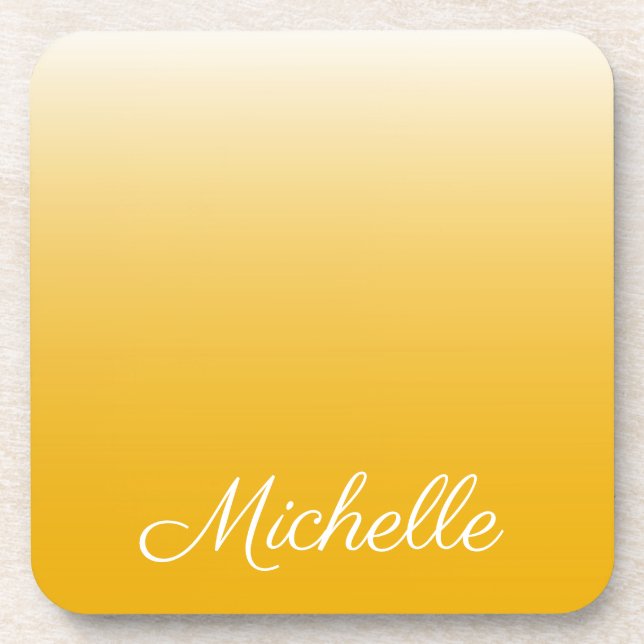 Personalized gradient ombre yellow untersetzer (Vorderseite)