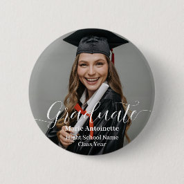 Personalized Graduate Photo Elegant Graduation  Button
