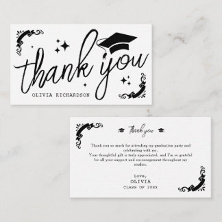 Personalized Graduation Elegant Script Stars & Cap Mitteilungskarte