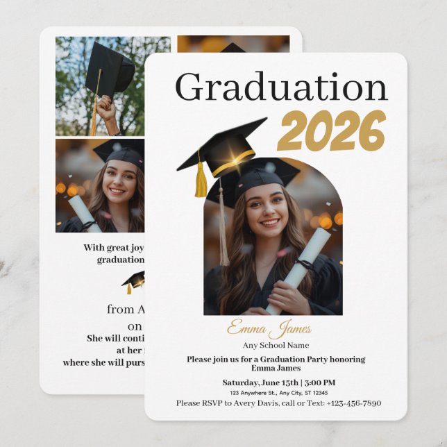 Personalized Graduation Party Photo Invitation (Devant / Derrière)