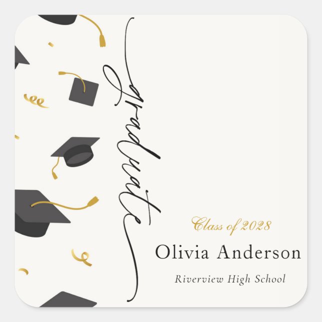 Personalized Graduation Party Quadratischer Aufkleber (Vorderseite)