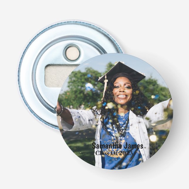 Personalized Graduation Photo and Name Flaschenöffner (Vorderseite)
