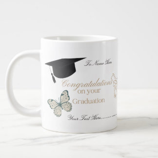 Personalized Graduation with Butterflies and Hat Jumbo-Tasse