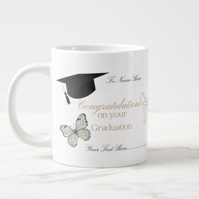 Personalized Graduation with Butterflies and Hat Jumbo-Tasse (Links)