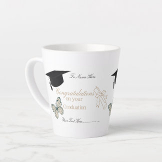 Personalized Graduation with Butterflies and Hat Milchtasse