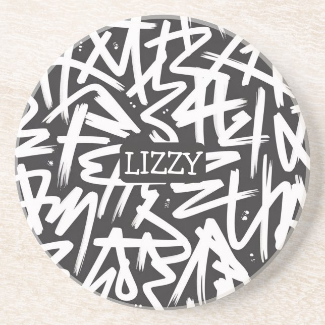 Personalized Graffiti Name Pattern — Custom Urban Getränkeuntersetzer (Vorne)