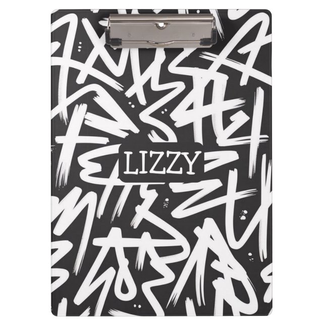 Personalized Graffiti Name Pattern — Custom Urban Klemmbrett (Vorderseite)