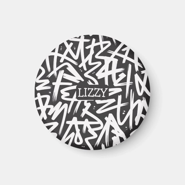 Personalized Graffiti Name Pattern — Custom Urban Magnet (Vorne)