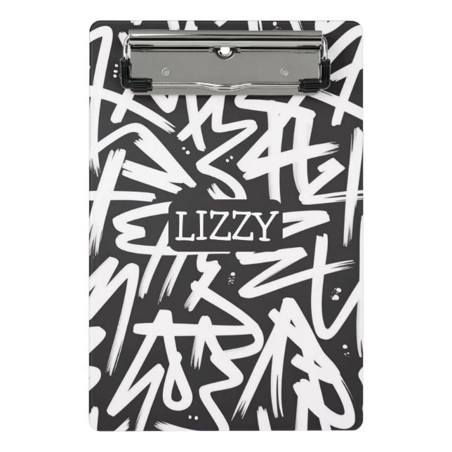 Personalized Graffiti Name Pattern — Custom Urban Mini Klemmbrett (Vorderseite)