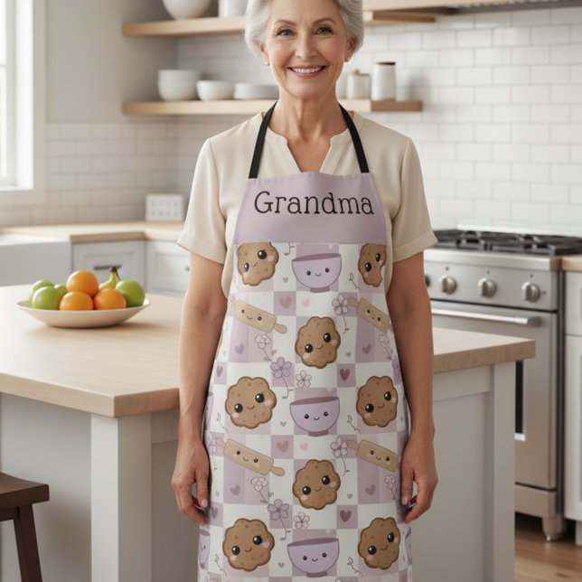 Personalized Grandma Apron Kawaii Cookie Gingham  Schürze (Von Creator hochgeladen)