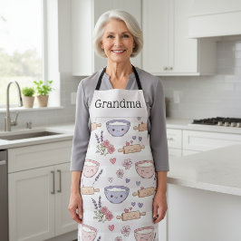 Personalized Grandma Kawaii Heart Baking Crew Gift Schürze