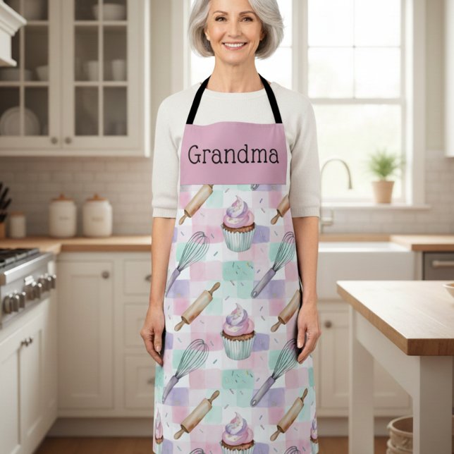 Personalized Grandma Nana Pastel Cupcake Crew Schürze (Von Creator hochgeladen)