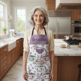 Personalized Grandma Nana Smiling Floral Baking  Schürze