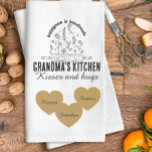 Personalized grandma's kitchen with kids name geschirrtuch<br><div class="desc">Personalized grandma's kitchen with three grandkids name kitchen towel mother's day gift for grandmother from grandchildren. Unique typography lettering . Perfect for grandma who loves to cook.show her how special she is this mother's day, birthday or any other special day.</div>