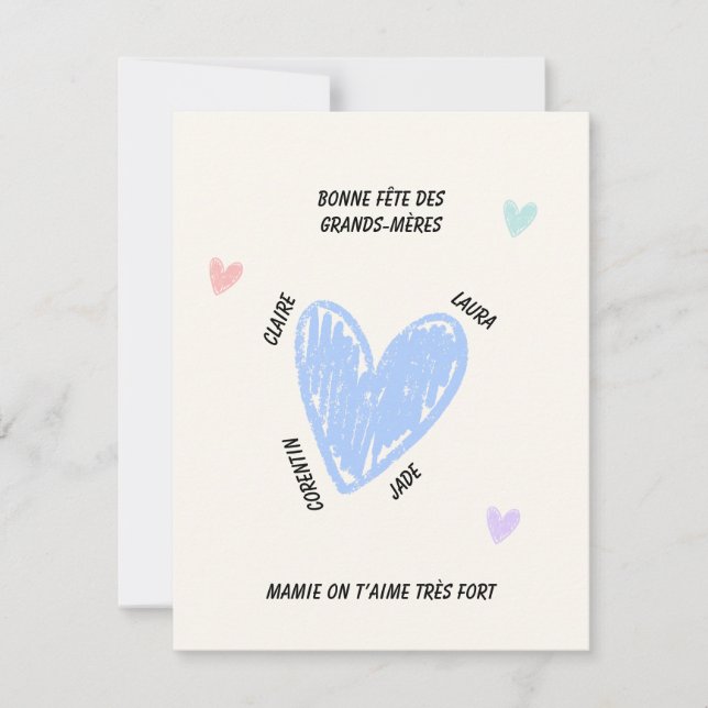 Personalized Grandmother’s Day Grandkids’ Names Mitteilungskarte (Vorderseite)