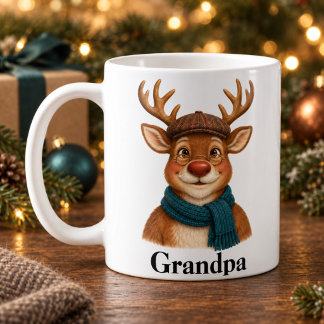 Personalized Grandpa Christmas Cute Reindeer Mug Kaffeetasse