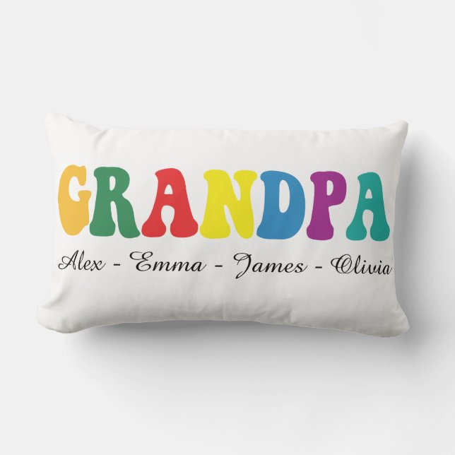Personalized Grandpa Gift with Grandkids’ Names Lendenkissen (Vorderseite)