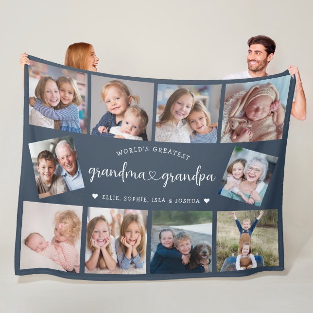 Personalized Grandparents 10 Photo Collage Modern Fleecedecke (Beispiel)