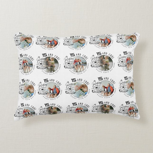 Personalized Grandson Birthday Photo Gifts Dekokissen (Vorderseite)
