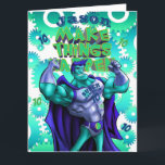 Personalized GRANDSON Card | SUPERHERO Karte<br><div class="desc">Funny superhero cartoon card for Grandson's birthday.</div>