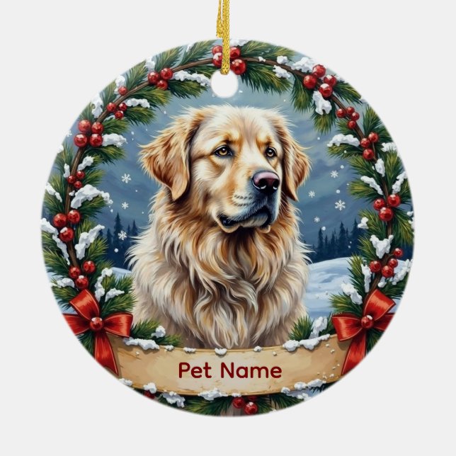 Personalized Great Pyrenees Christmas Keramik Ornament (Hinten)
