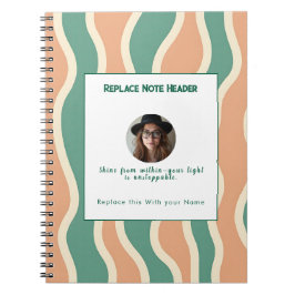 Personalized Green and Orange Wave Patterned  Notizblock
