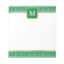 Personalized Green Christmas Fair Isle Notizblock