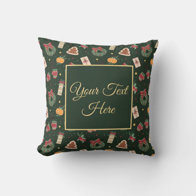 Personalized Green Christmas Throw Pillow  Kissen (Vorderseite)