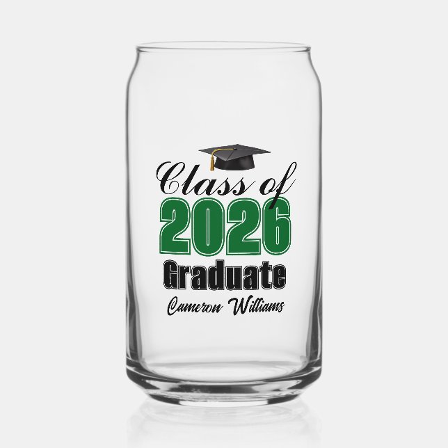 Personalized Green Class of 2026 Graduation Dosenglas (Vorderseite)