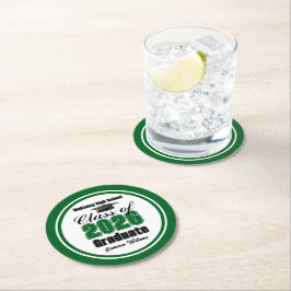 Personalized Green Class of 2026 Graduation Party Runder Pappuntersetzer