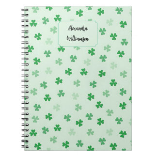 Personalized Green Clover Notebook | Minimal Lucky Notizblock