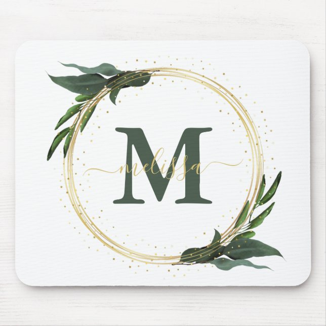 Personalized  Green Foilage with Gold  Mousepad (Vorne)