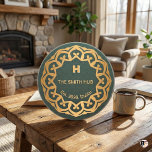 Personalized Green & Gold Mandala "The Smith Hub", Getränkeuntersetzer<br><div class="desc">Elevate your home bar with this custom-designed coaster. Featuring an elegant gold mandala border on a deep green background, it is personalized with the initial "H", "THE SMITH HUB", "Est. 2026", and "Dublin". Perfect as a unique housewarming, wedding, or anniversary gift, or as a stylish addition to your own pub....</div>