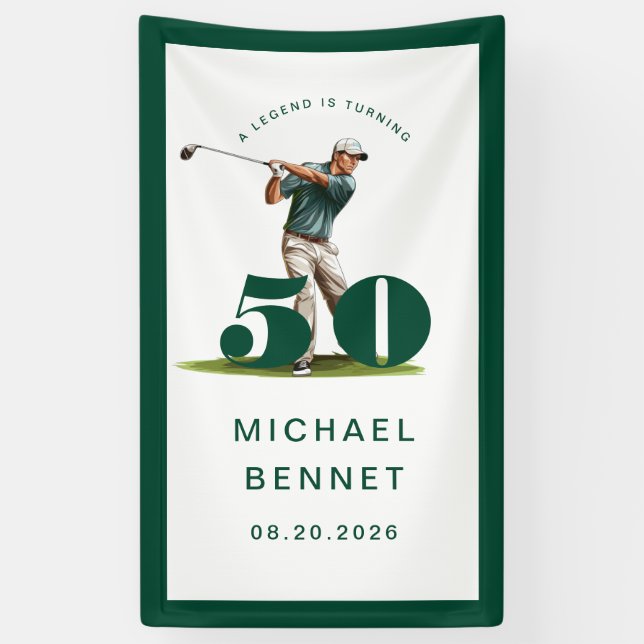 Personalized Green Golf 50th Birthday  Banner (Vertikal)