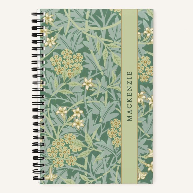 Personalized Green Jasmine Floral Pattern Notizbuch (Vorderseite)